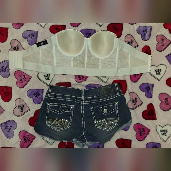 White Rhinestone Corset Bustier Top - Picture 14 of 15